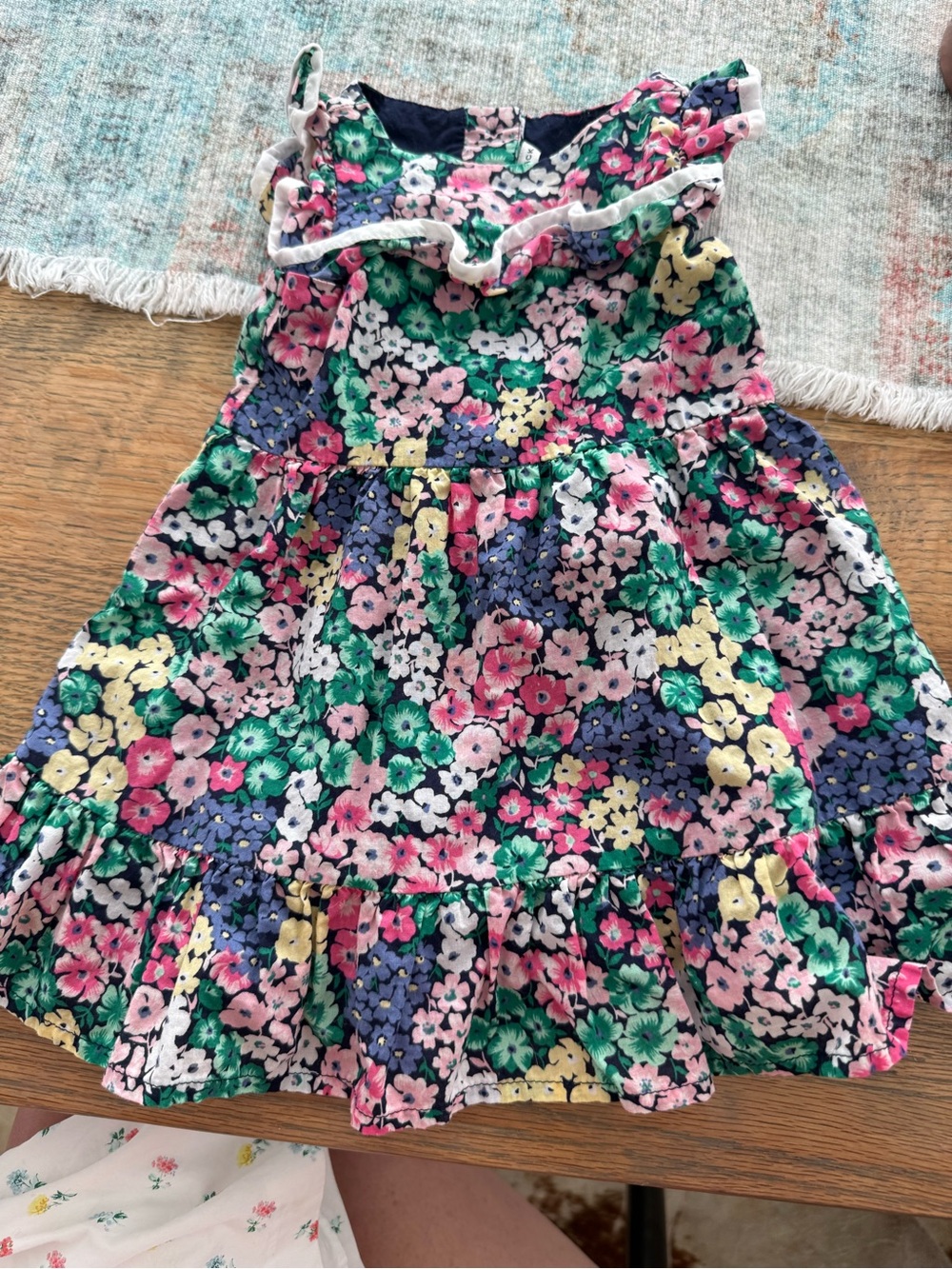 Janie and Jack Floral Ruffle Sundress - Pink, Green & Navy 6-12m